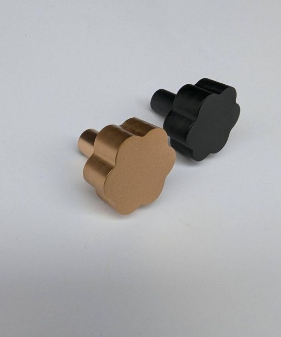 flower cabinet knob mm solid aluminium six petal design matte black and