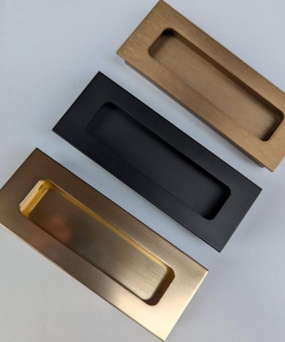 flush pull recessed cabinet handle aluminium 110mm and 192mm bronze brass 1