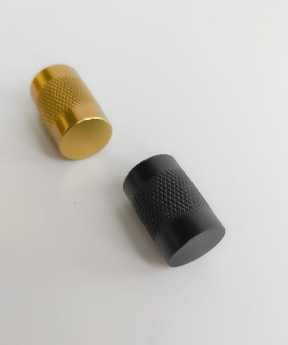 knurled cylindrical cabinet knob solid brass diamond pattern matte black