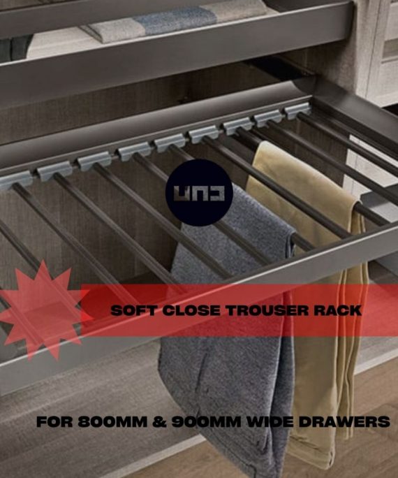 soft close aluminium trouser rack fabric wrapped detachable rails mm