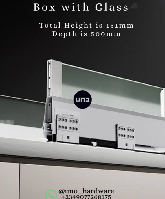 tandem metal drawer box with glass front full extension soft close in